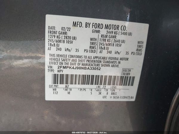 2022 FORD EDGE SEL — I9