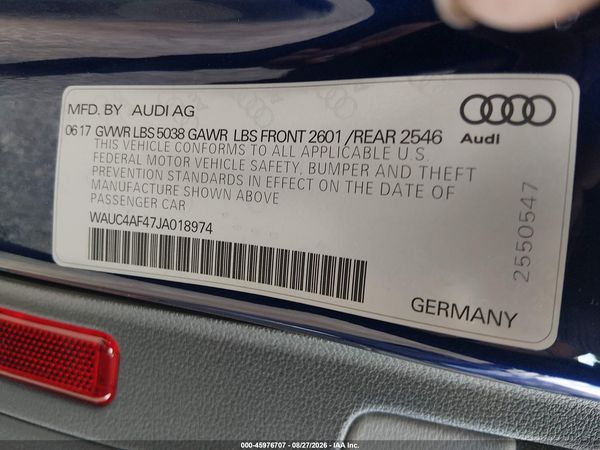 2018 AUDI S4 3.0T PREMIUM PLUS — I9
