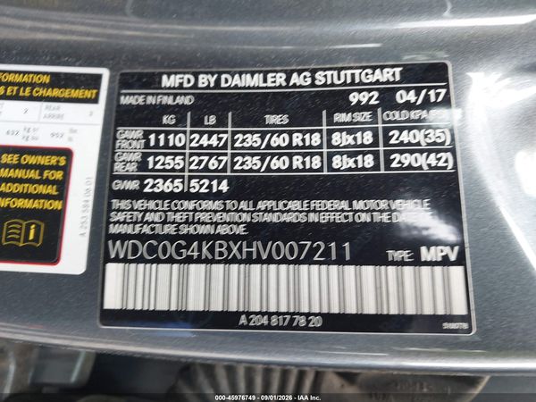 2017 MERCEDES-BENZ GLC 300 4MATIC — I9