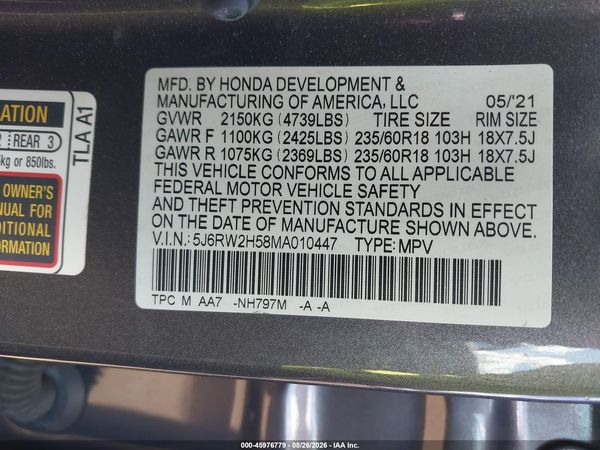 2021 HONDA CR-V AWD EX — I9