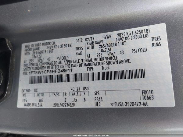 2017 FORD F-150 XLT