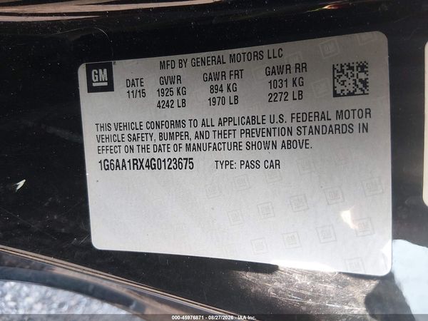 2016 CADILLAC ATS STANDARD — I9