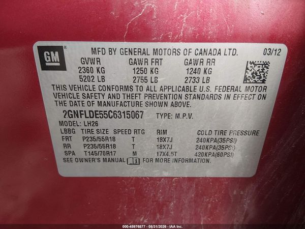 2012 CHEVROLET EQUINOX 1LT — I9