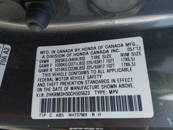 2012 HONDA CR-V EX — I9