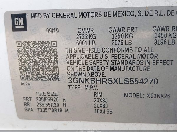 2020 CHEVROLET BLAZER AWD 2LT — I9