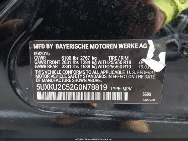2016 BMW X6 XDRIVE35I — I9