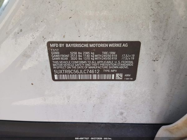 2018 BMW X3 XDRIVE30I — I9