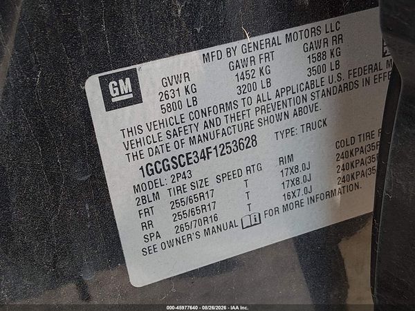 2015 CHEVROLET COLORADO Z71 — I9