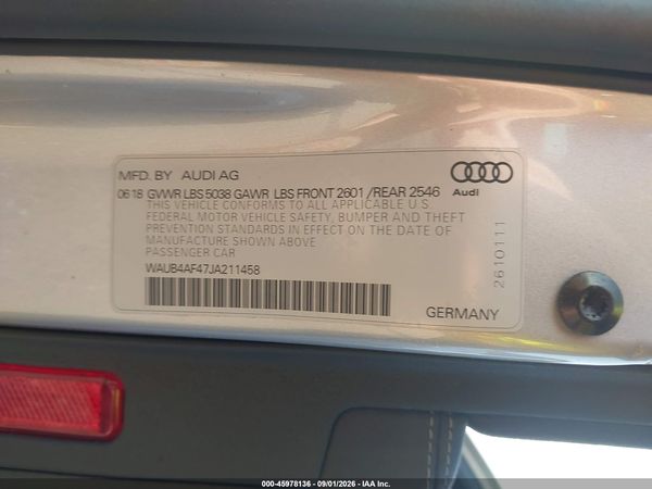 2018 AUDI S4 3.0T PREMIUM PLUS — I9