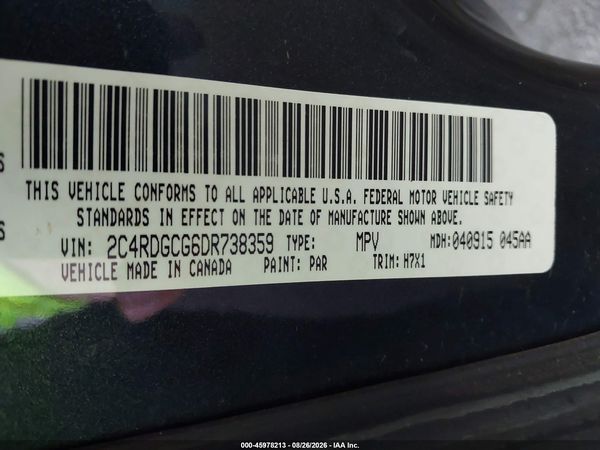 2013 DODGE GRAND CARAVAN SXT — I9