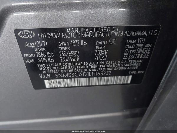 2020 HYUNDAI SANTA FE SEL