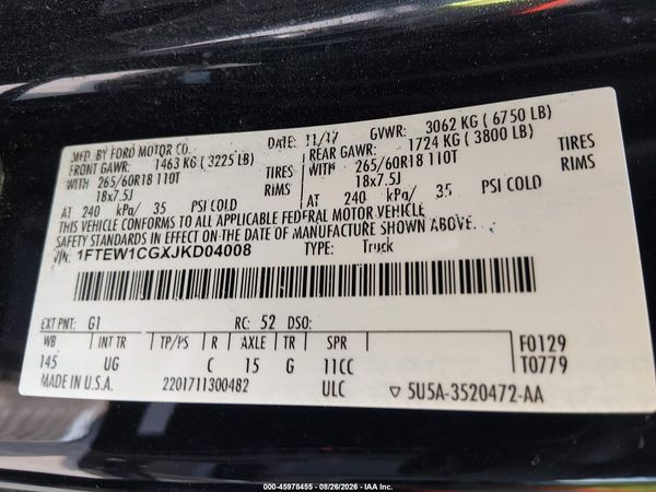 2018 FORD F-150 XLT — I9