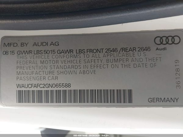 2016 AUDI A6 2.0T PREMIUM — I9