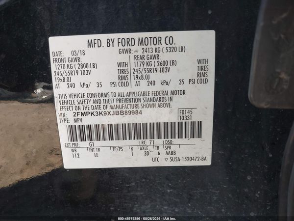 2018 FORD EDGE TITANIUM — I9