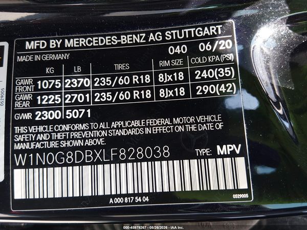 2020 MERCEDES-BENZ GLC 300 GLC300 — I9