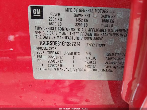2016 CHEVROLET COLORADO 2WD Z71 — I9