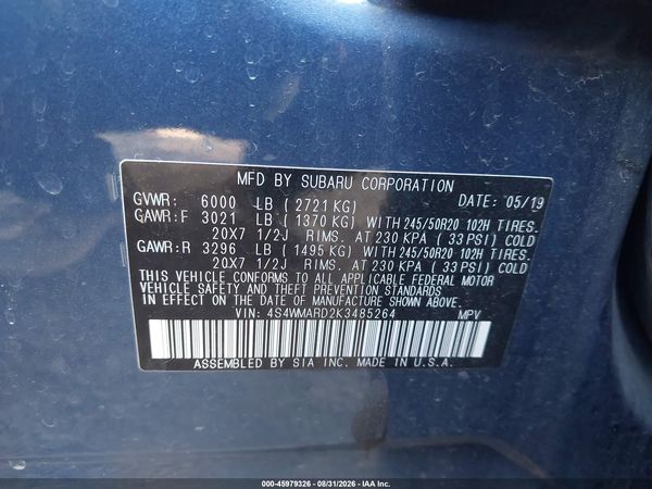 2019 SUBARU ASCENT TOURING