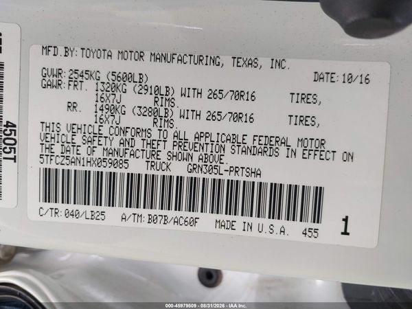 2017 TOYOTA TACOMA TRD PRO — I9