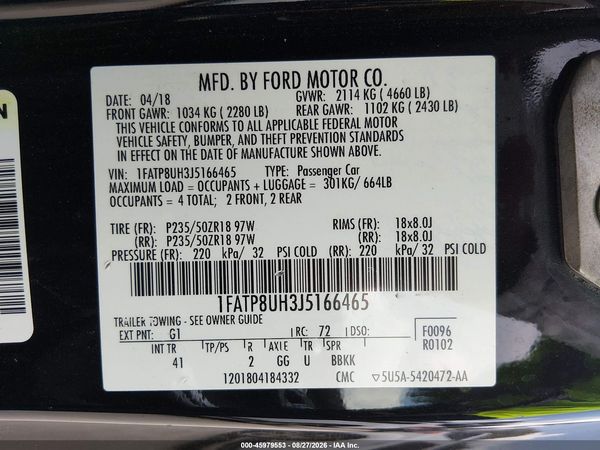2018 FORD MUSTANG ECOBOOST PREMIUM