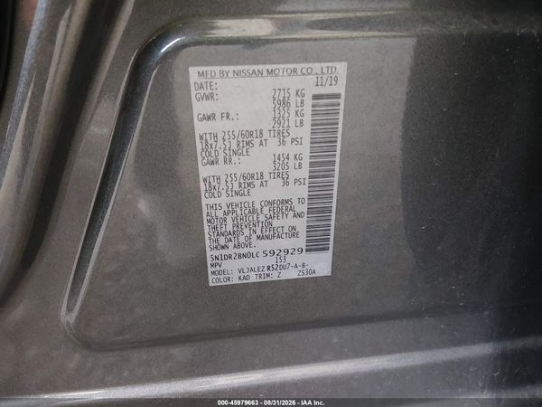 2020 NISSAN PATHFINDER SV 2WD