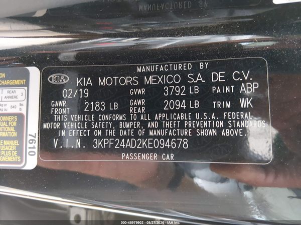 2019 KIA FORTE LXS