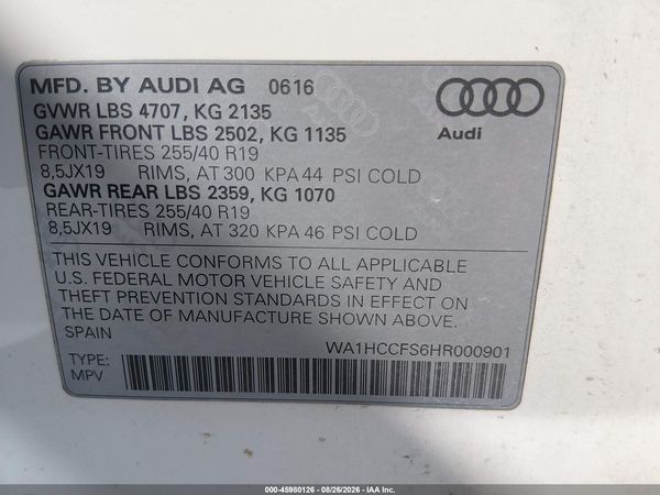 2017 AUDI Q3 2.0T PREMIUM — I9