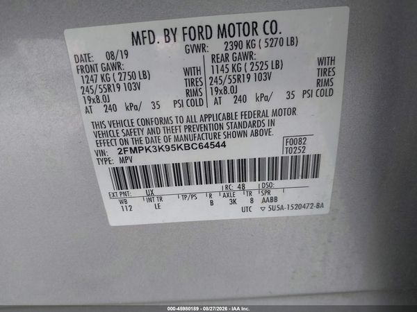 2019 FORD EDGE TITANIUM — I9