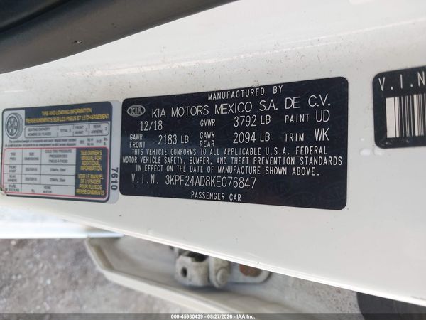 2019 KIA FORTE LXS