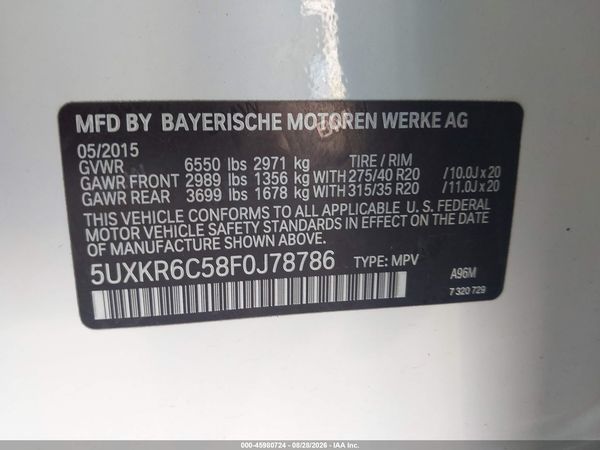 2015 BMW X5 XDRIVE50I — I9