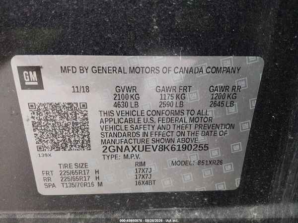 2019 CHEVROLET EQUINOX LT — I9