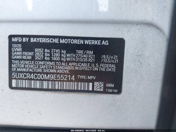 2021 BMW X5 SDRIVE40I — I9