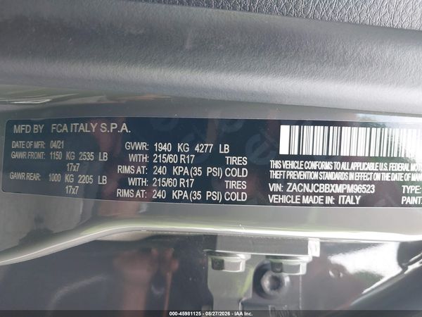 2021 JEEP RENEGADE LATITUDE FWD