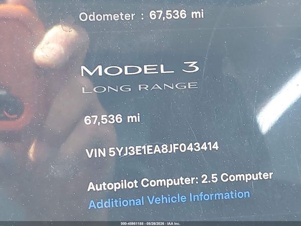 2018 TESLA MODEL 3 LONG RANGE/MID RANGE