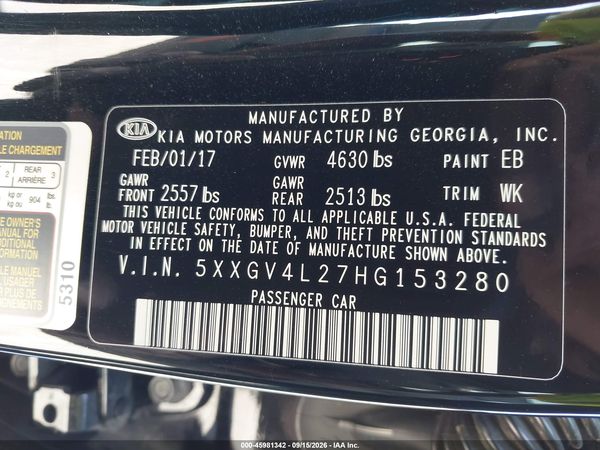 2017 KIA OPTIMA SXL TURBO — I9