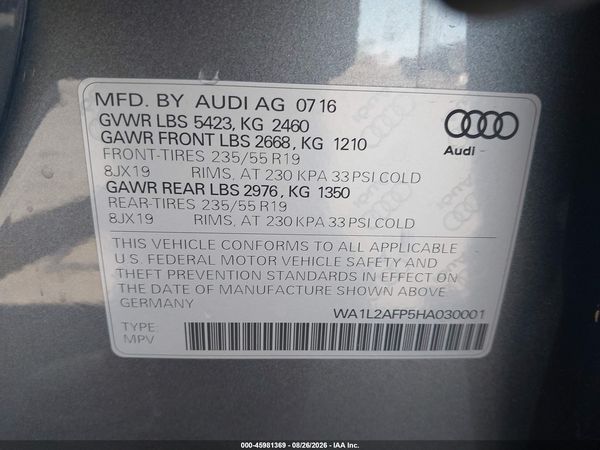 2017 AUDI Q5 2.0T PREMIUM