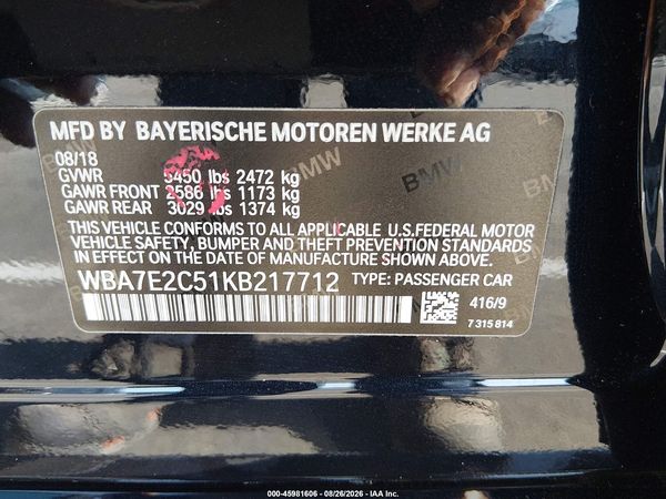 2019 BMW 740I — I9