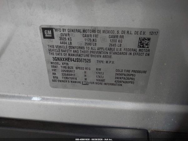 2018 CHEVROLET EQUINOX LS — I9