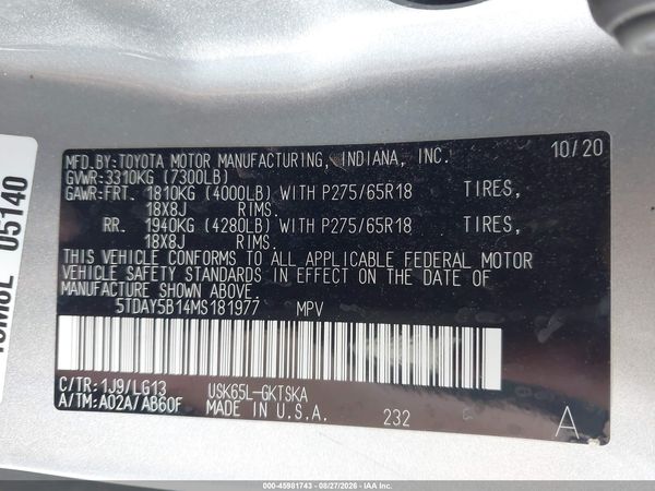 2021 TOYOTA SEQUOIA SR5 — I9