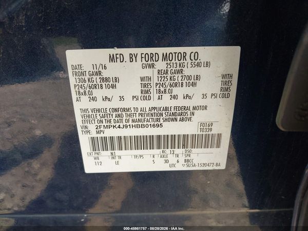 2017 FORD EDGE SEL — I9