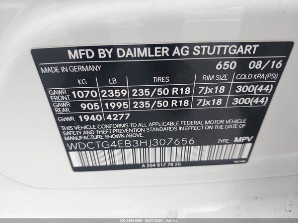 2017 MERCEDES-BENZ GLA 250 GLA250 — I9