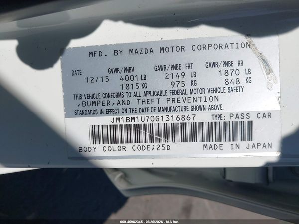 2016 MAZDA MAZDA3 I SPORT