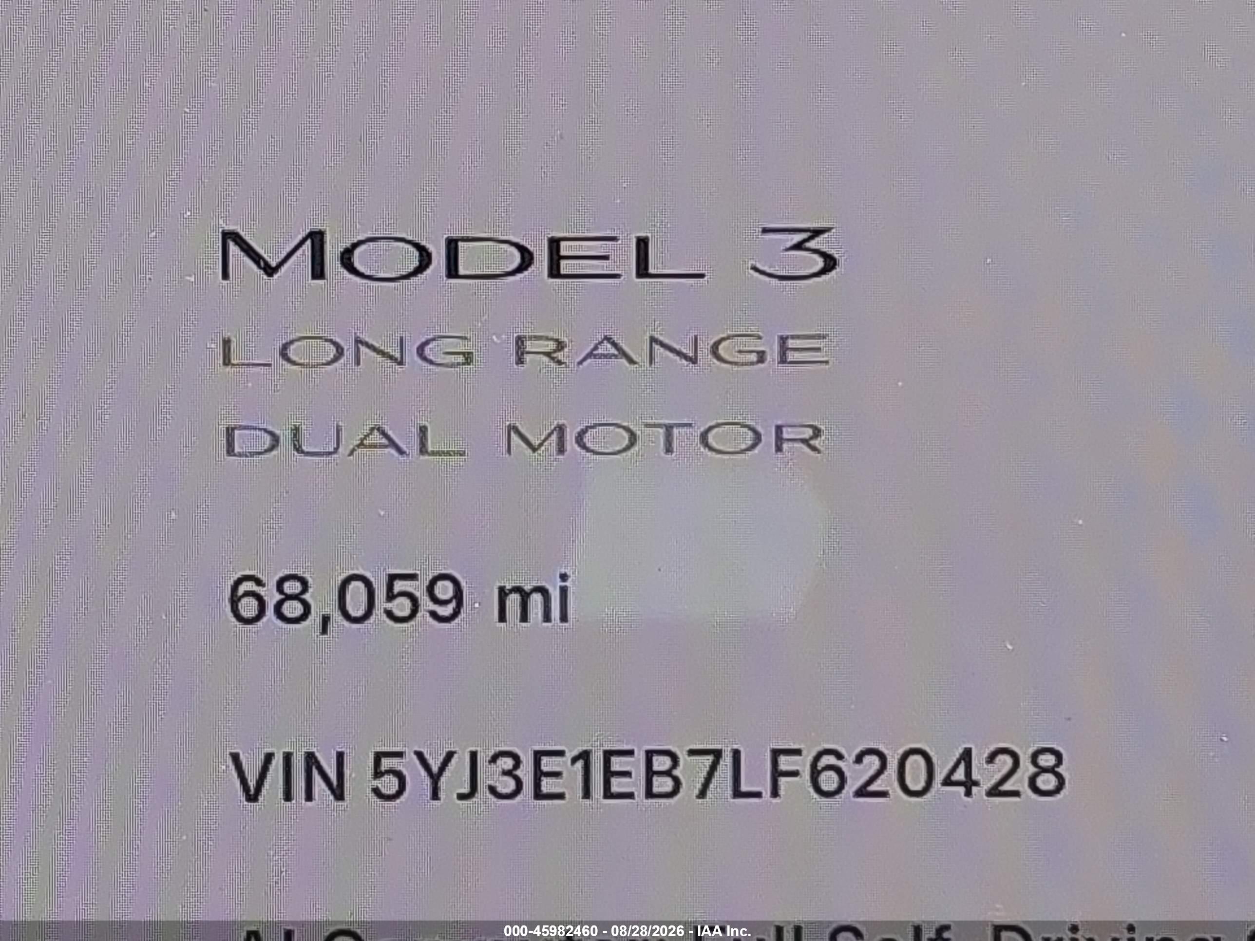 2020 TESLA MODEL 3
