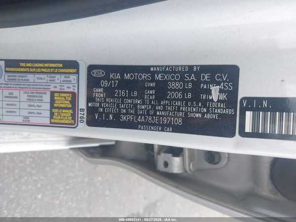 2018 KIA FORTE LX