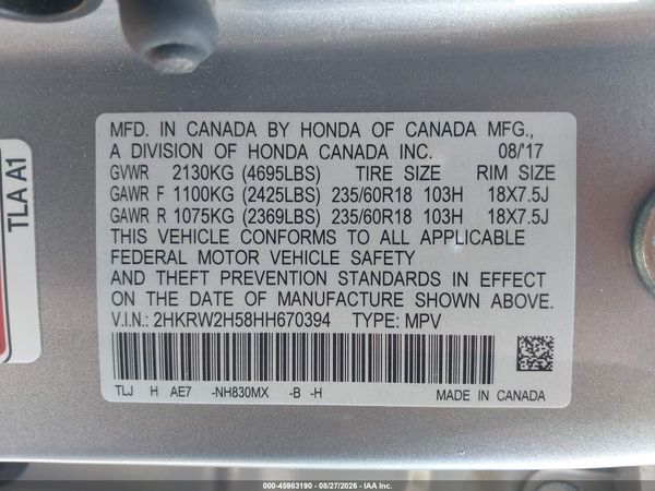 2017 HONDA CR-V EX — I9