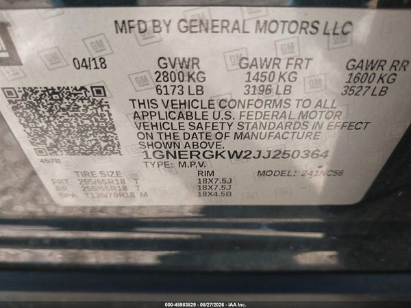 2018 CHEVROLET TRAVERSE LT CLOTH — I9