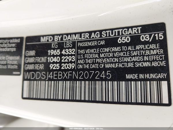 2015 MERCEDES-BENZ CLA 250 CLA250