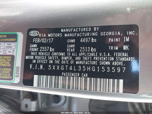 2017 KIA OPTIMA LX — I9