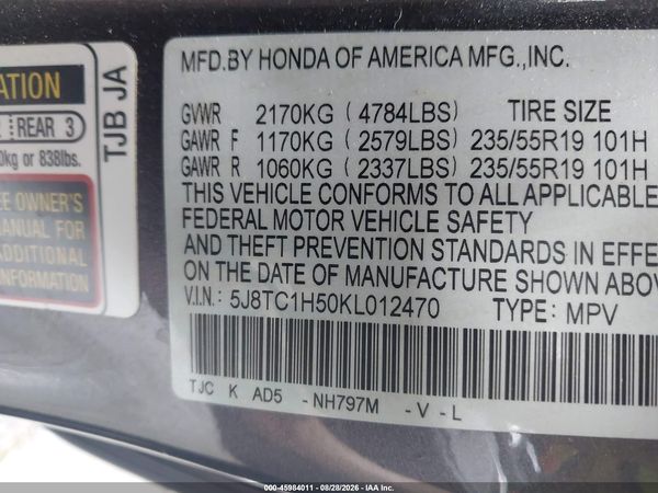 2019 ACURA RDX TECHNOLOGY PACKAGE — I9