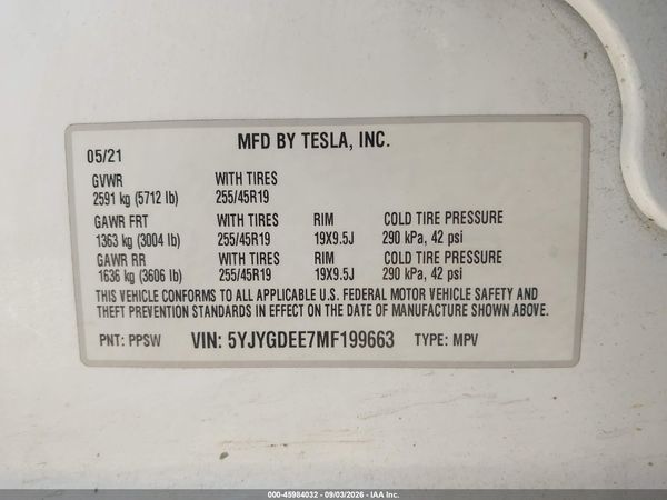 2021 TESLA MODEL Y — I9