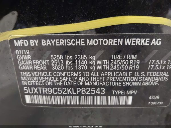 2019 BMW X3 XDRIVE30I — I9